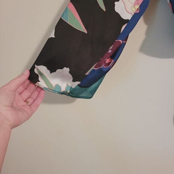 Zara Floral Kimono Sleeve Cropped Top Size Extra Small - Picture 6 of 8